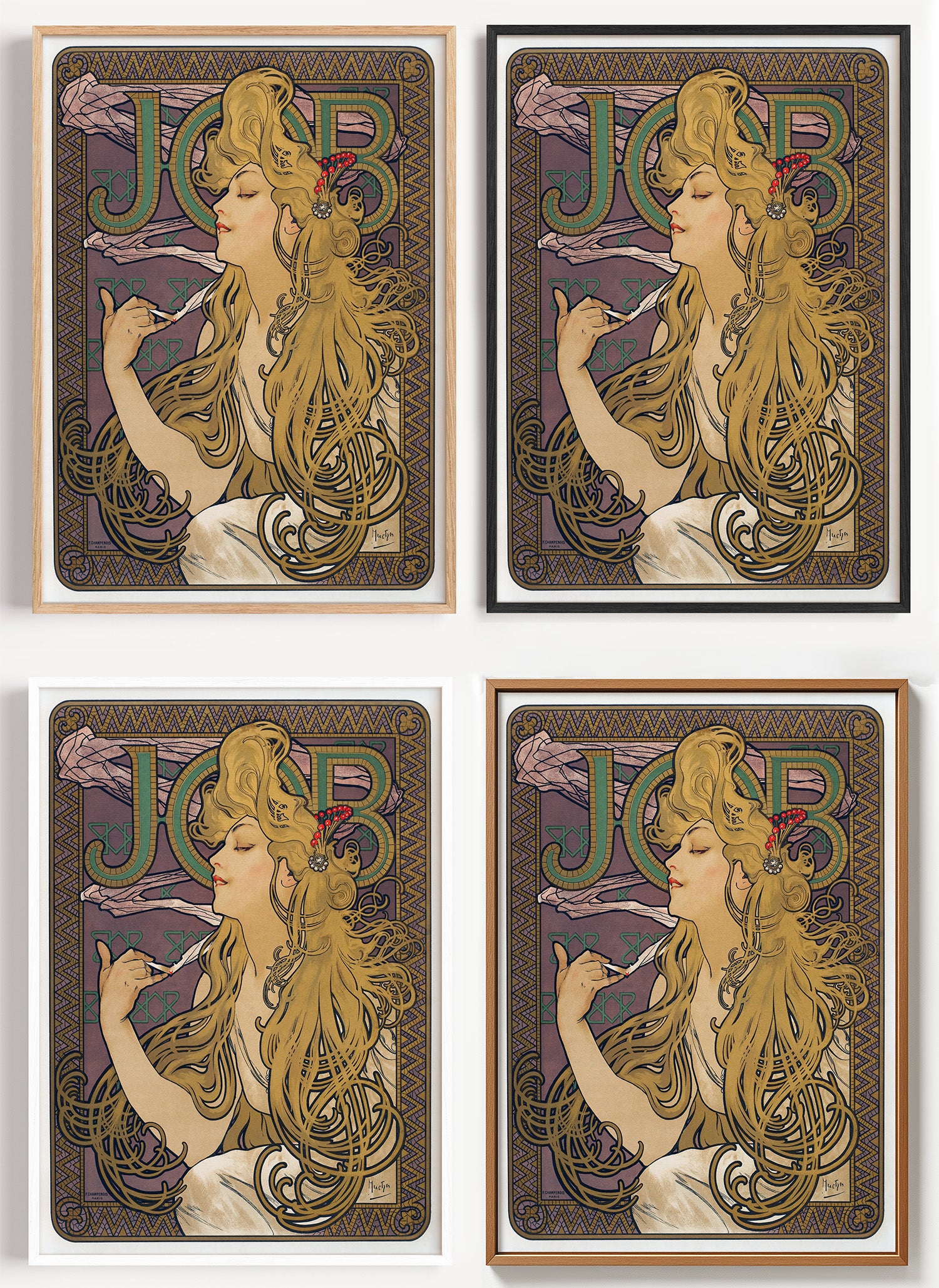 Mucha Poster JOB als Wandbild auf Papier oder Leinwand