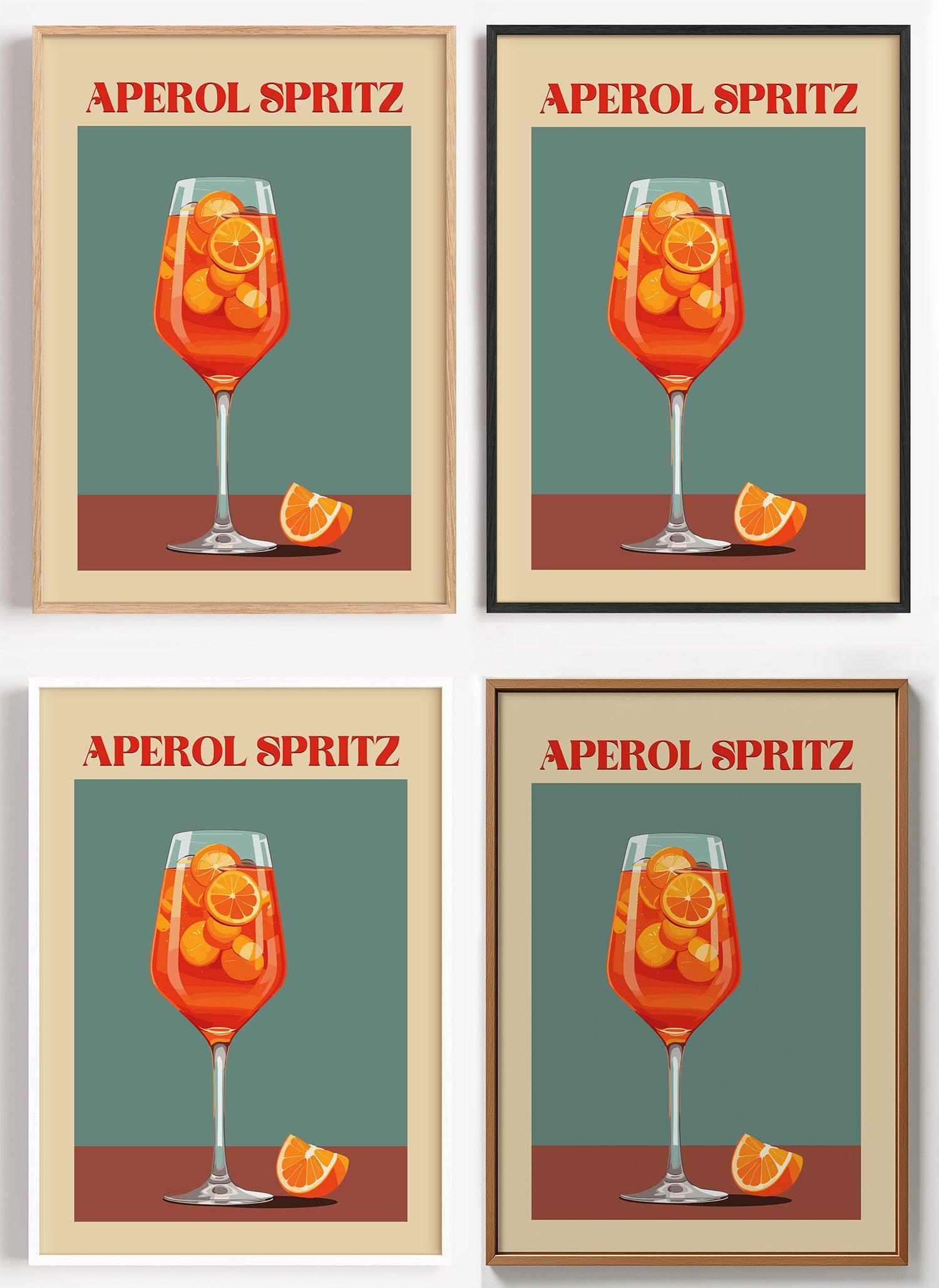 Aperol Spritz Poster Retro als Wandbild auf Papier oder Leinwand