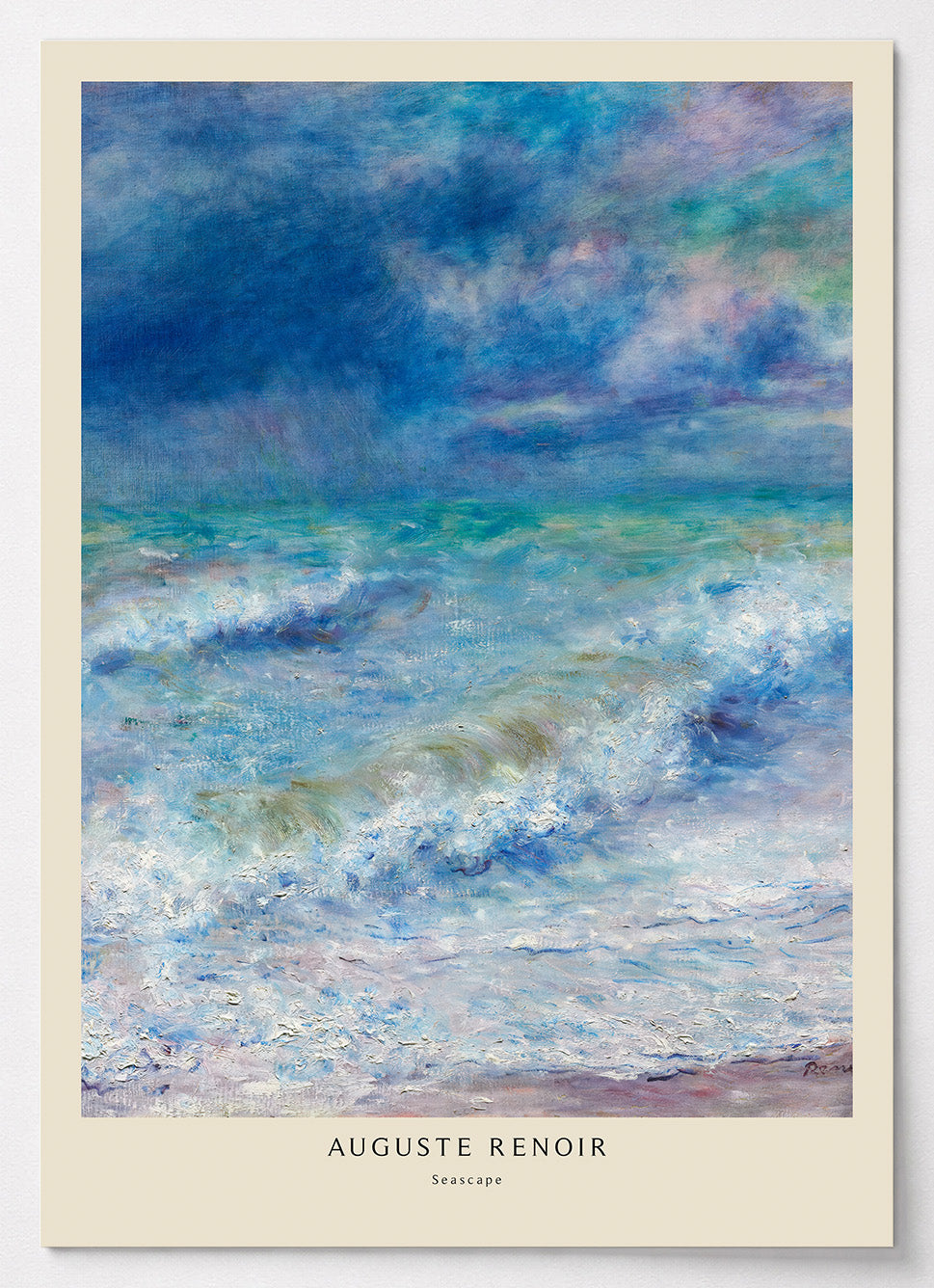 Auguste Renoir Poster mit impressionistischen Meereswellen in Türkis und Blau