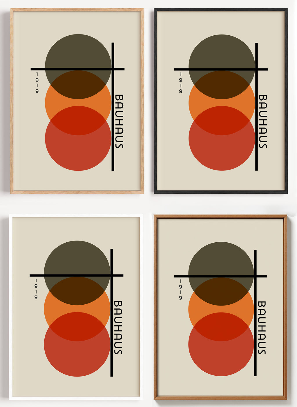 Bauhaus Poster Drei Kreise als Wandbild auf Papier oder Leinwand