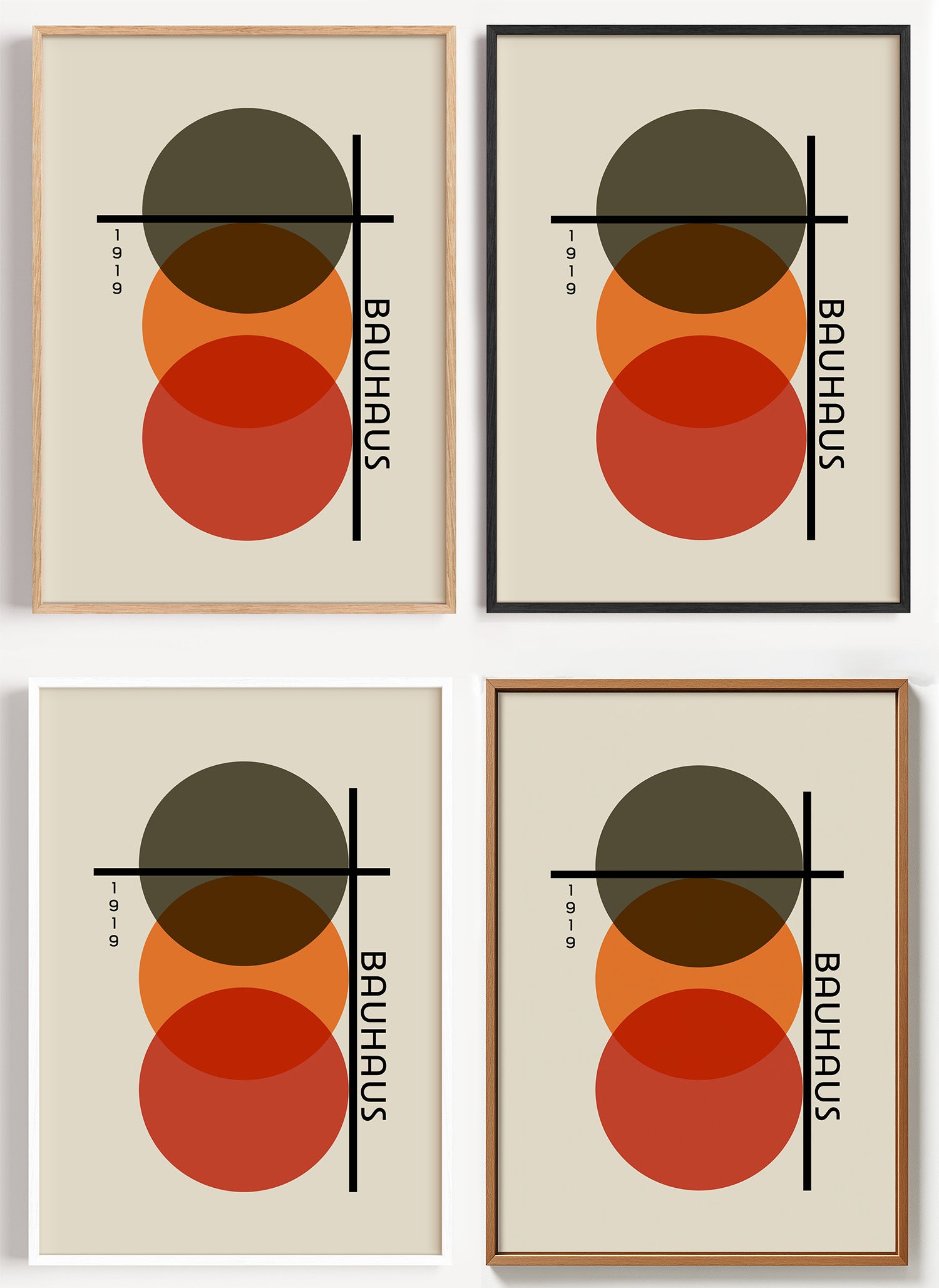 Bauhaus Poster Drei Kreise als Wandbild auf Papier oder Leinwand