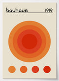 Bauhaus Poster mit konzentrischen Kreisen in warmen Orangetönen