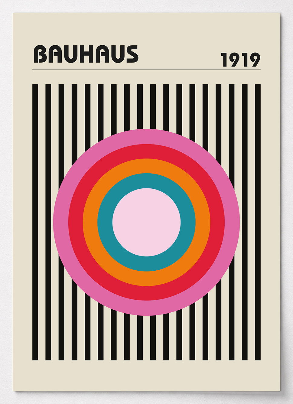 Bauhaus Poster mit konzentrischen Kreisen im Farbspektrum