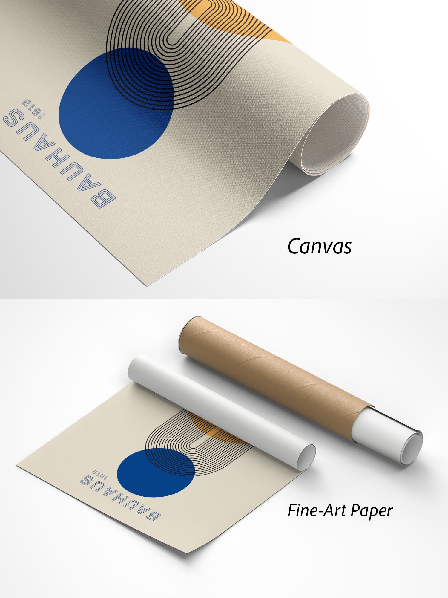 Bauhaus 1919 Form folgt Funktion Poster auf Canvas und Fine-Art-Papier im Materialvergleich