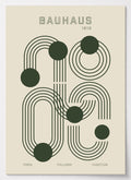 Bauhaus Poster mit konzentrischen Linien und grünen Kreisen