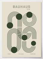 Bauhaus Poster mit konzentrischen Linien und grünen Kreisen