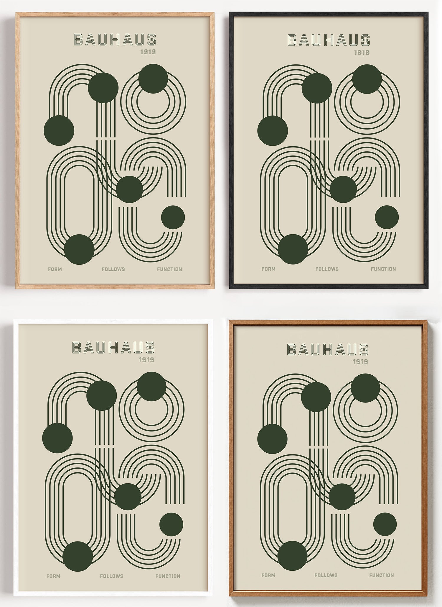 Bauhaus Poster Form Follows Function als Wandbild auf Papier oder Leinwand