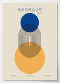 Bauhaus Poster mit drei Kreisen und blauem Kreis als Symbol