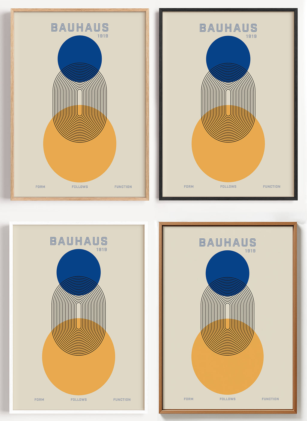Bauhaus Poster mit Kreisen als Wandbild auf Papier oder Leinwand