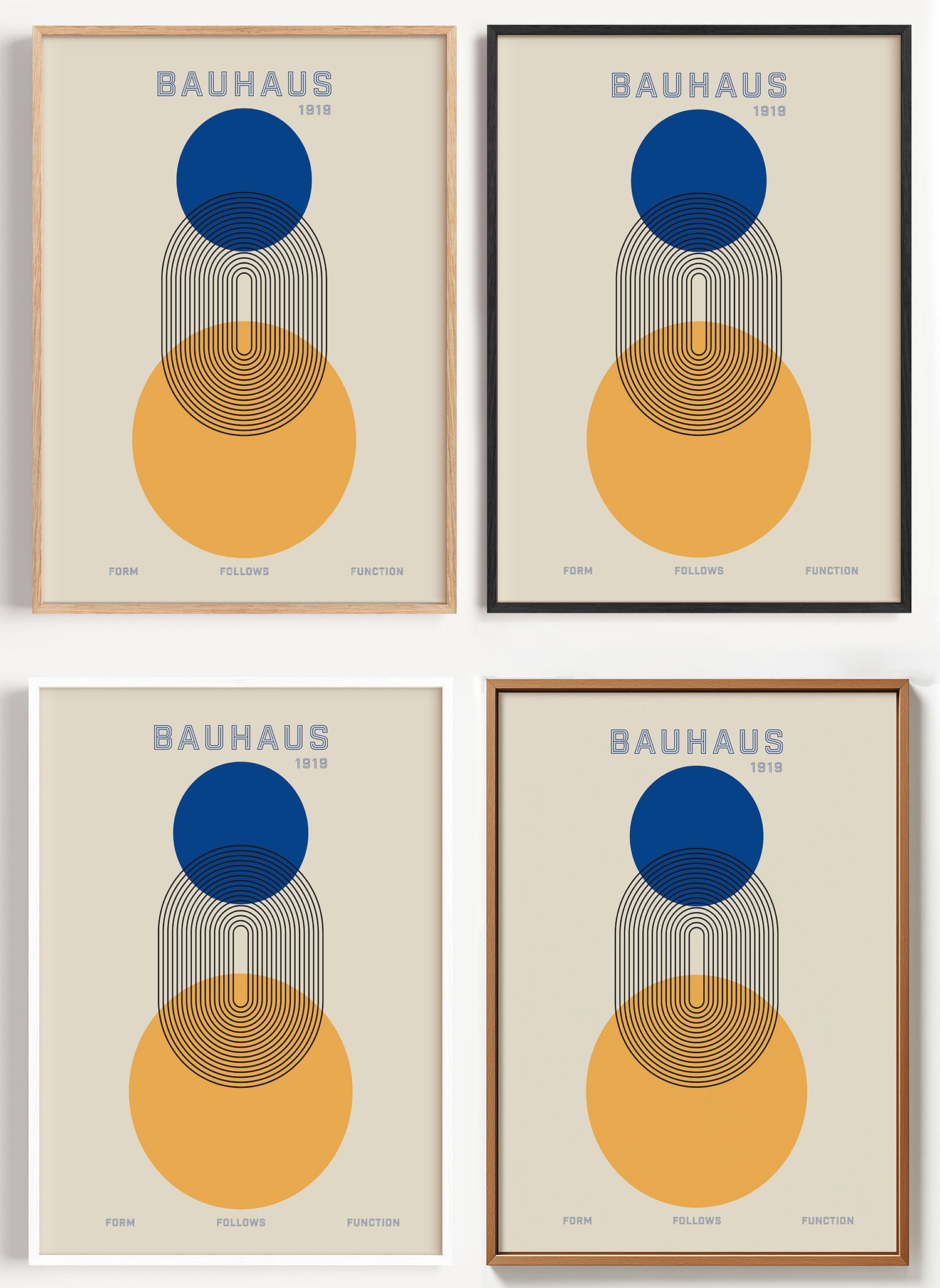 Bauhaus Poster mit Kreisen als Wandbild auf Papier oder Leinwand