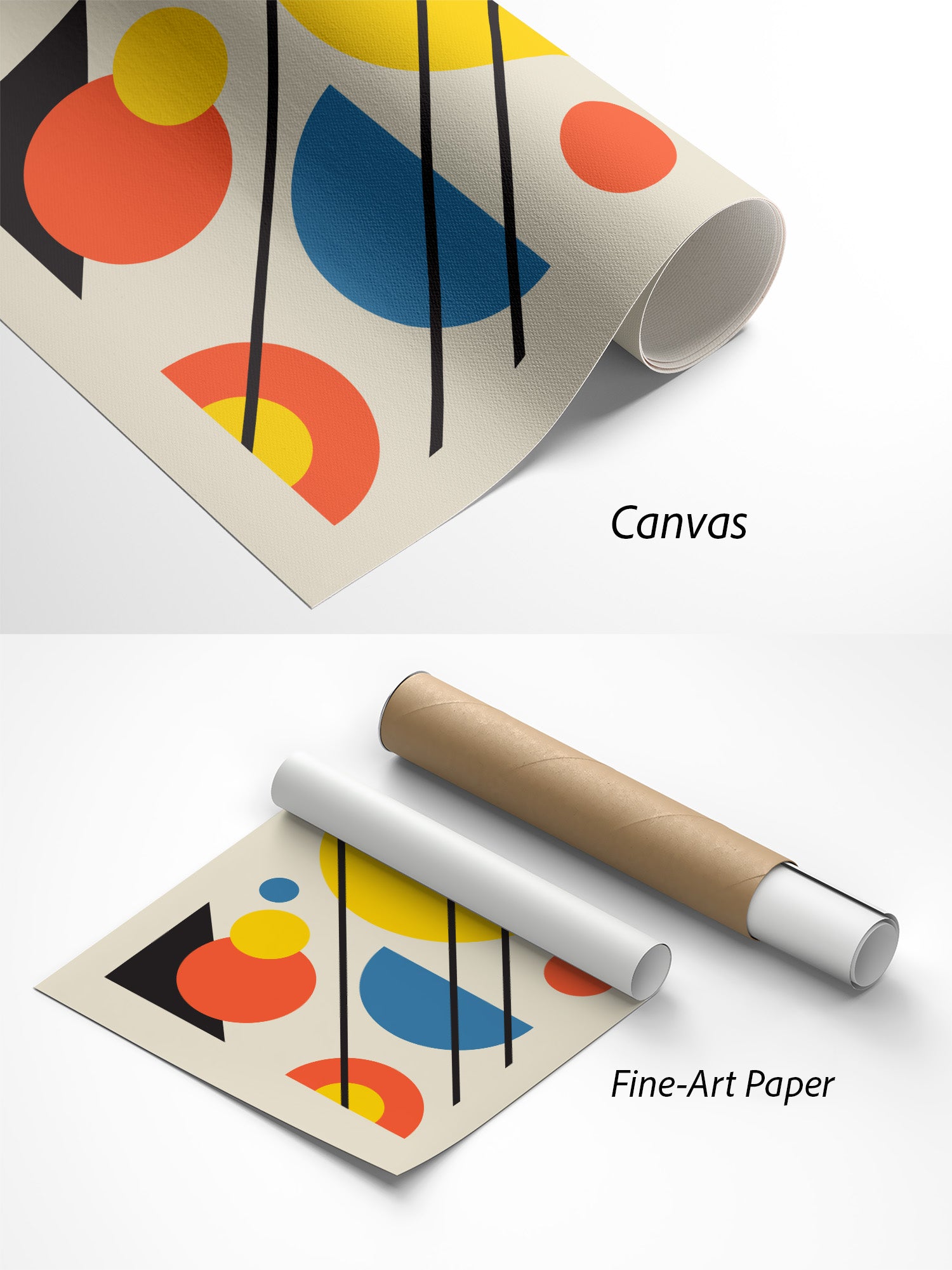 Bauhaus 1919 Formenlehre Geometrisches Poster auf Canvas und Fine-Art-Papier im Materialvergleich