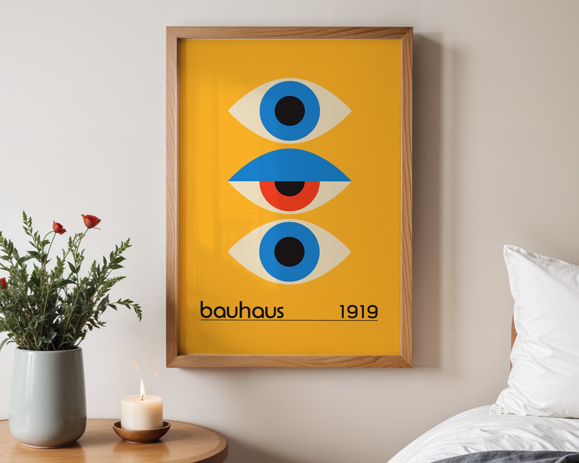 Bauhaus Poster Blick in die Zukunft gerahmt im Arbeitszimmer