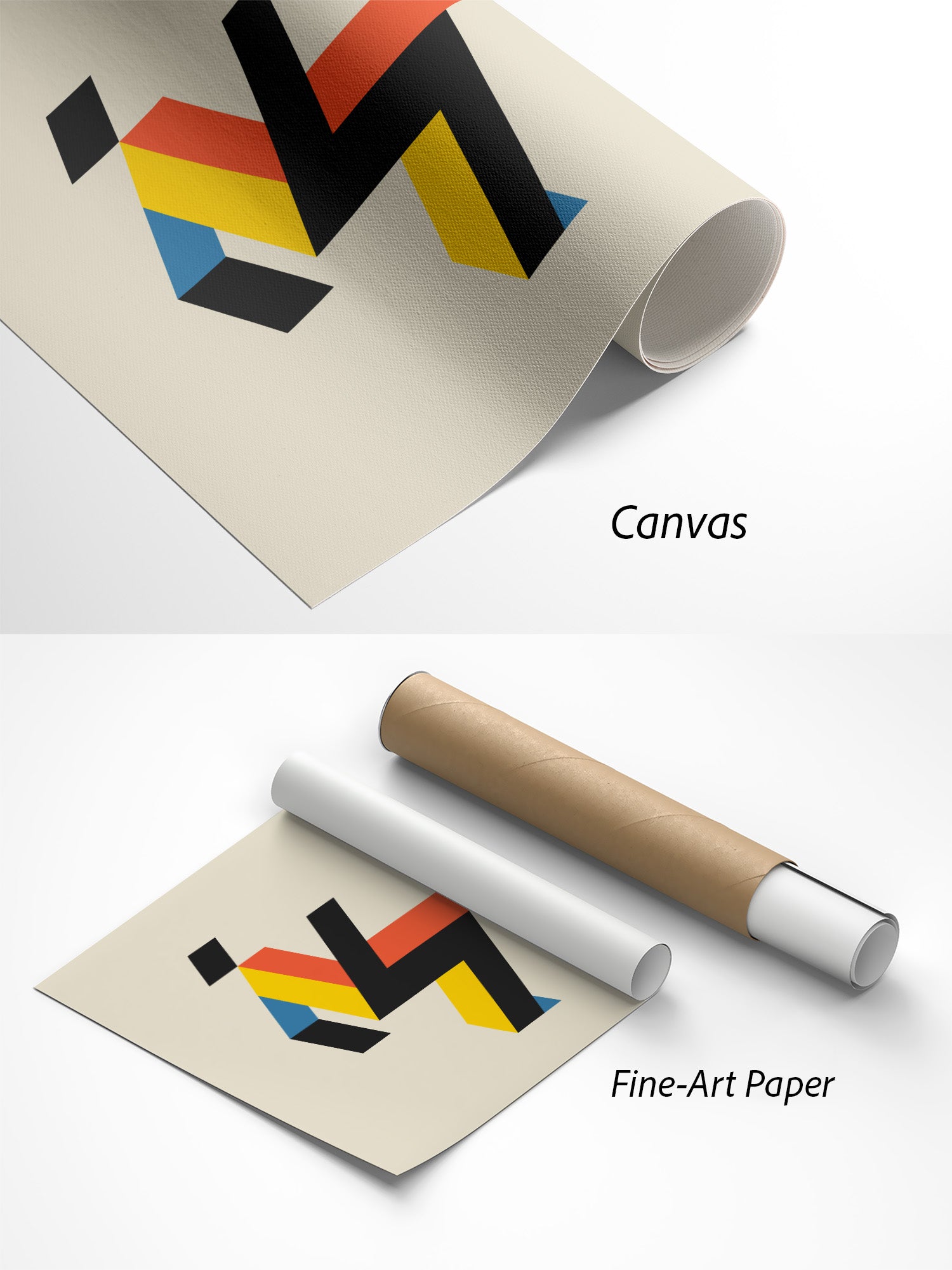 Bauhaus 1919 Laufender Mann Poster auf Canvas und Fine-Art-Papier im Materialvergleich