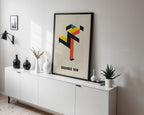 Bauhaus Poster Running Man gerahmt im Arbeitszimmer