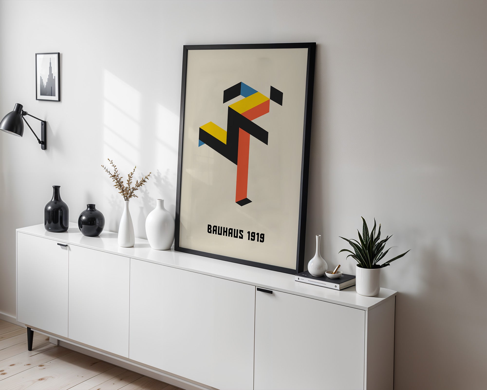 Bauhaus Poster Running Man gerahmt im Arbeitszimmer