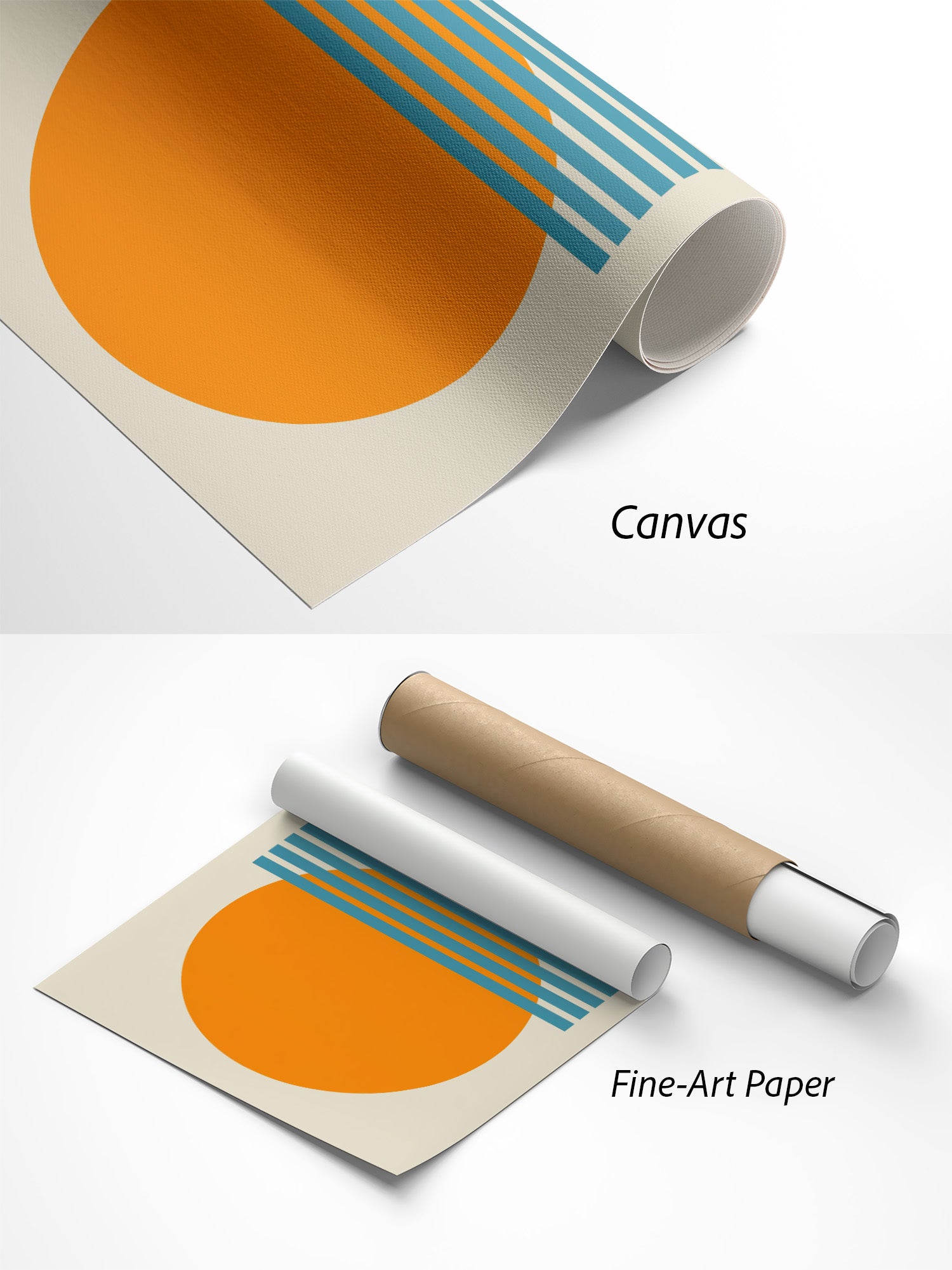 Bauhaus 1919 Sonnenuntergang Poster auf Canvas und Fine-Art-Papier im Materialvergleich