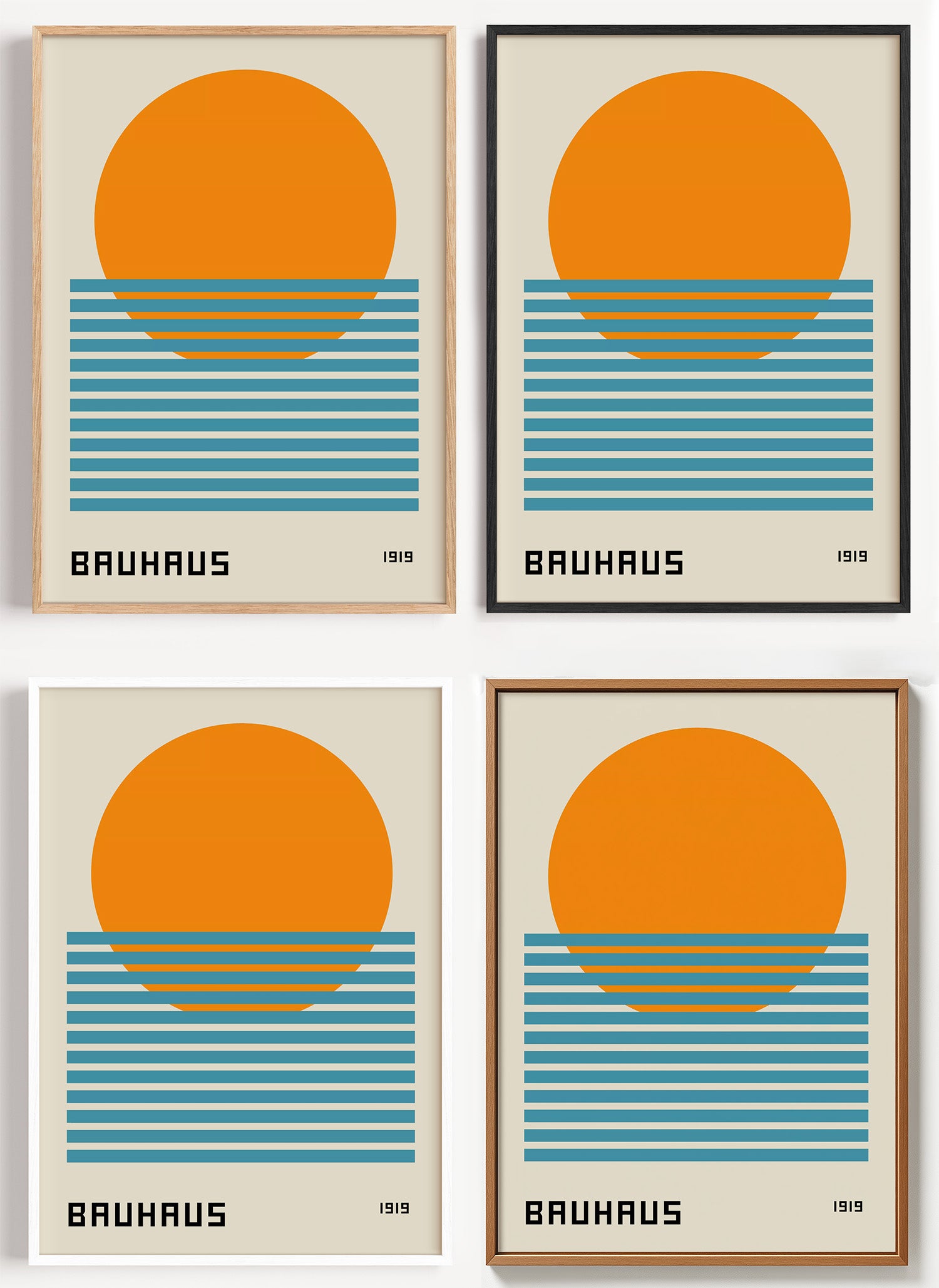 Bauhaus Poster Sonnenuntergang als Wandbild auf Papier oder Leinwand