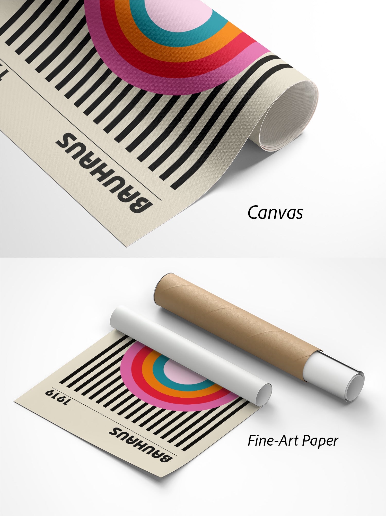 Bauhaus Farbenlehre Spektrum Poster auf Canvas und Fine-Art-Papier im Materialvergleich