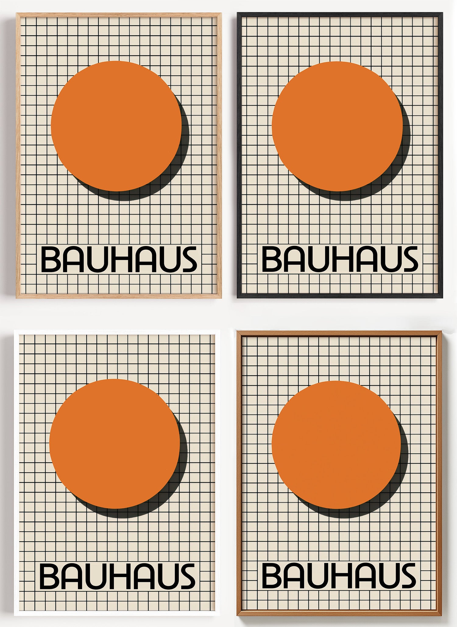 Bauhaus Poster Kreis und Raster als Wandbild auf Papier oder Leinwand