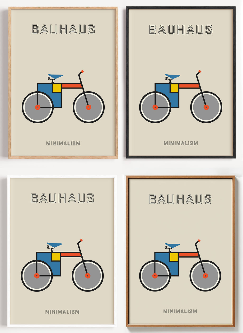 Bauhaus Poster Fahrrad als Wandbild auf Papier oder Leinwand