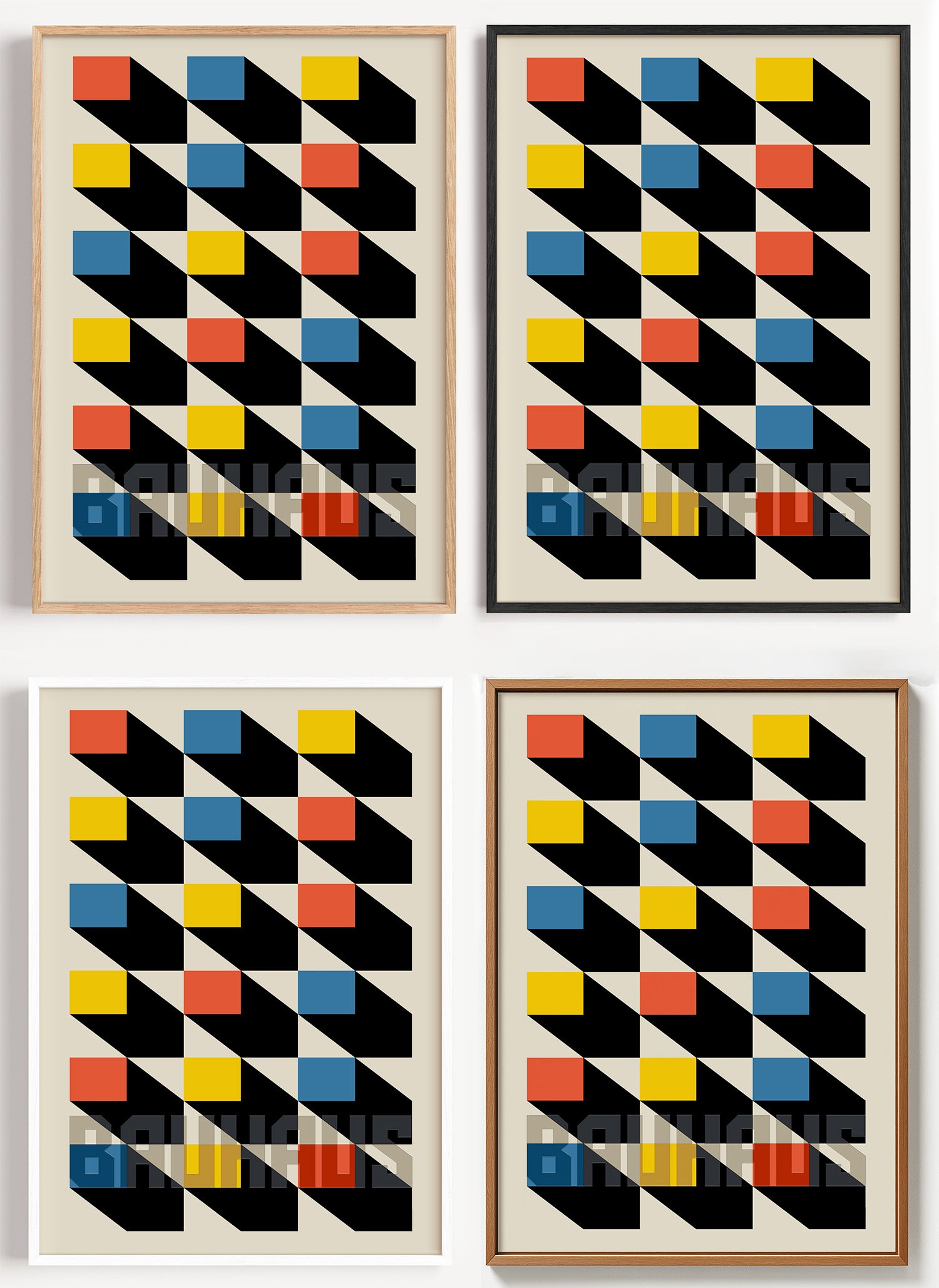 Bauhaus Poster Rasterlehre als Wandbild auf Papier oder Leinwand