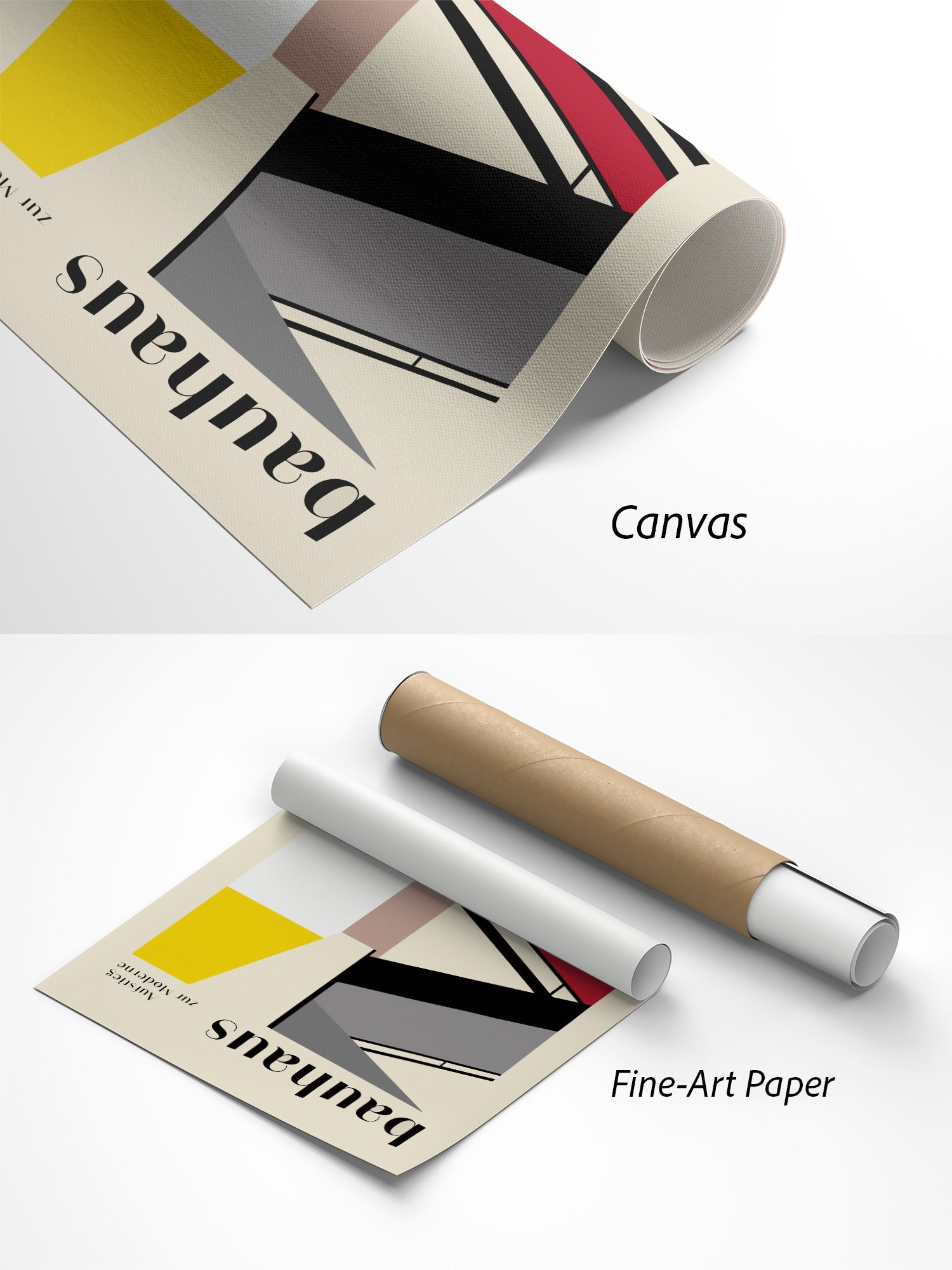 Bauhaus Treppe Architektur Poster auf Canvas und Fine-Art-Papier im Materialvergleich