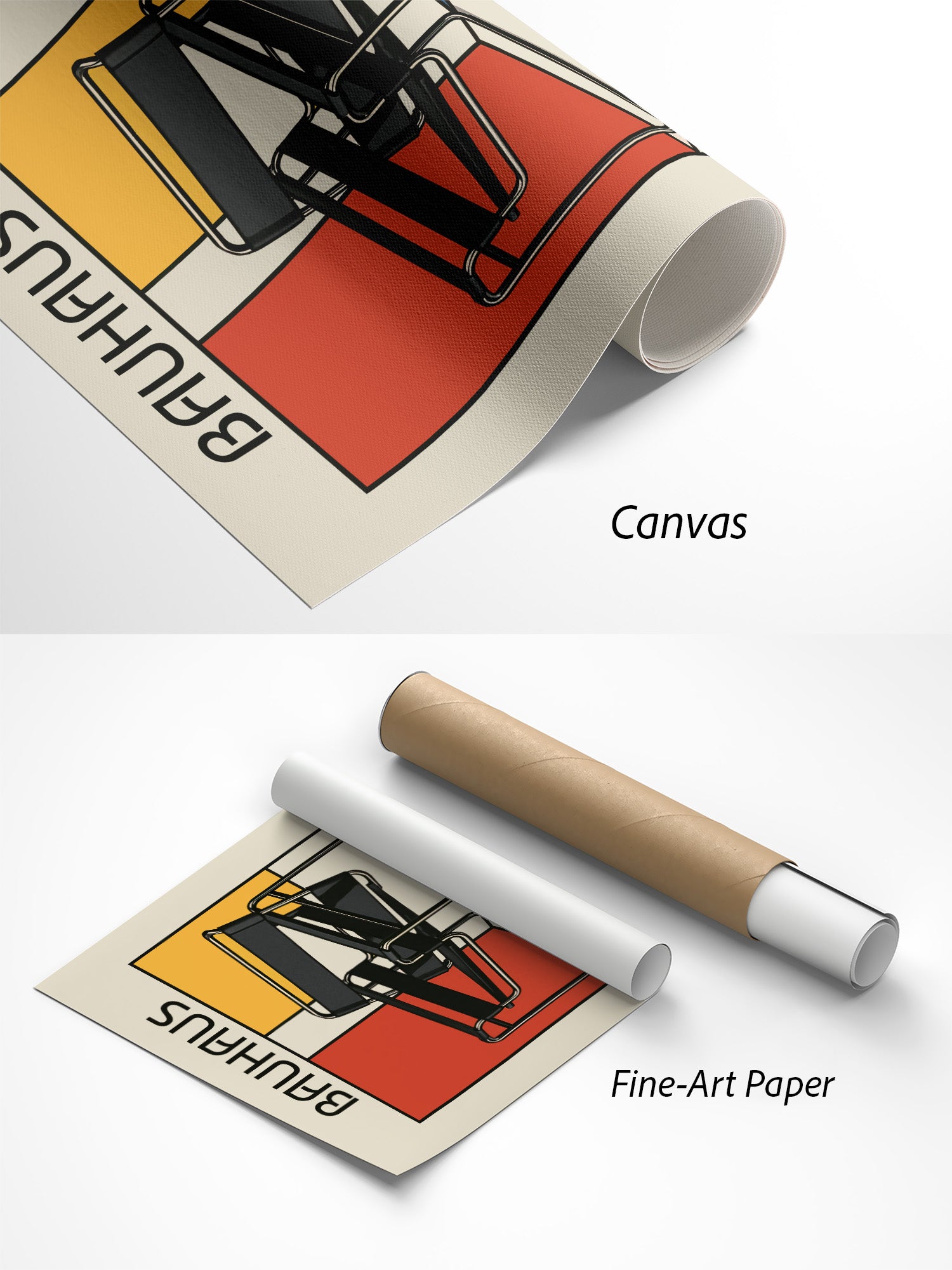Bauhaus Design Poster gerahmt im Wohnzimmer