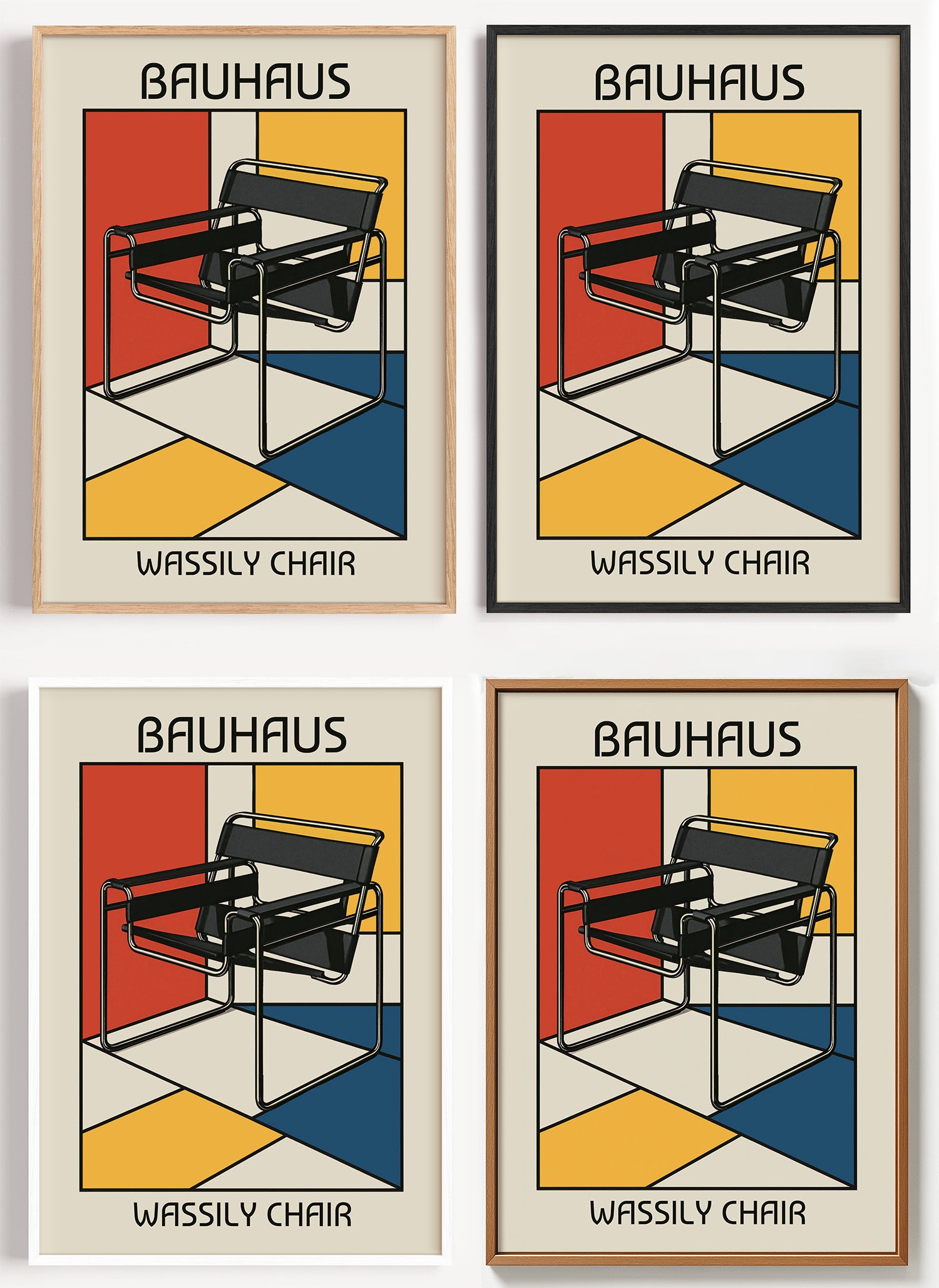 Bauhaus Wassily-Stuhl Design Poster auf Canvas und Fine-Art-Papier im Materialvergleich