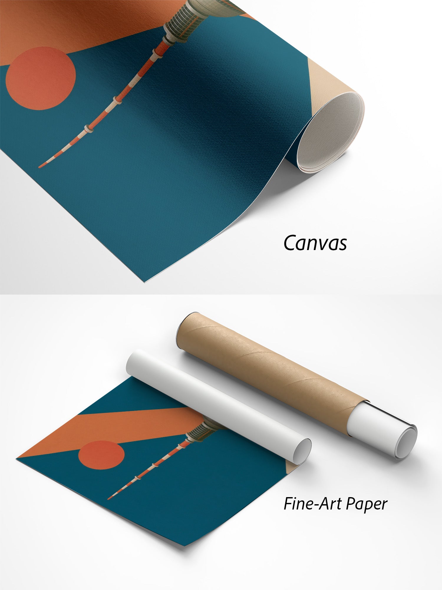 Berlin Analog Poster auf Canvas und Fine-Art-Papier im Materialvergleich