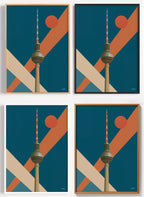 Berlin Poster Fernsehturm im Retro-Design als Wandbild auf Papier oder Leinwand