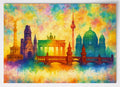 Berlin Skyline Poster im Aquarell mit Fernsehturm, Brandenburger Tor und Berliner Dom