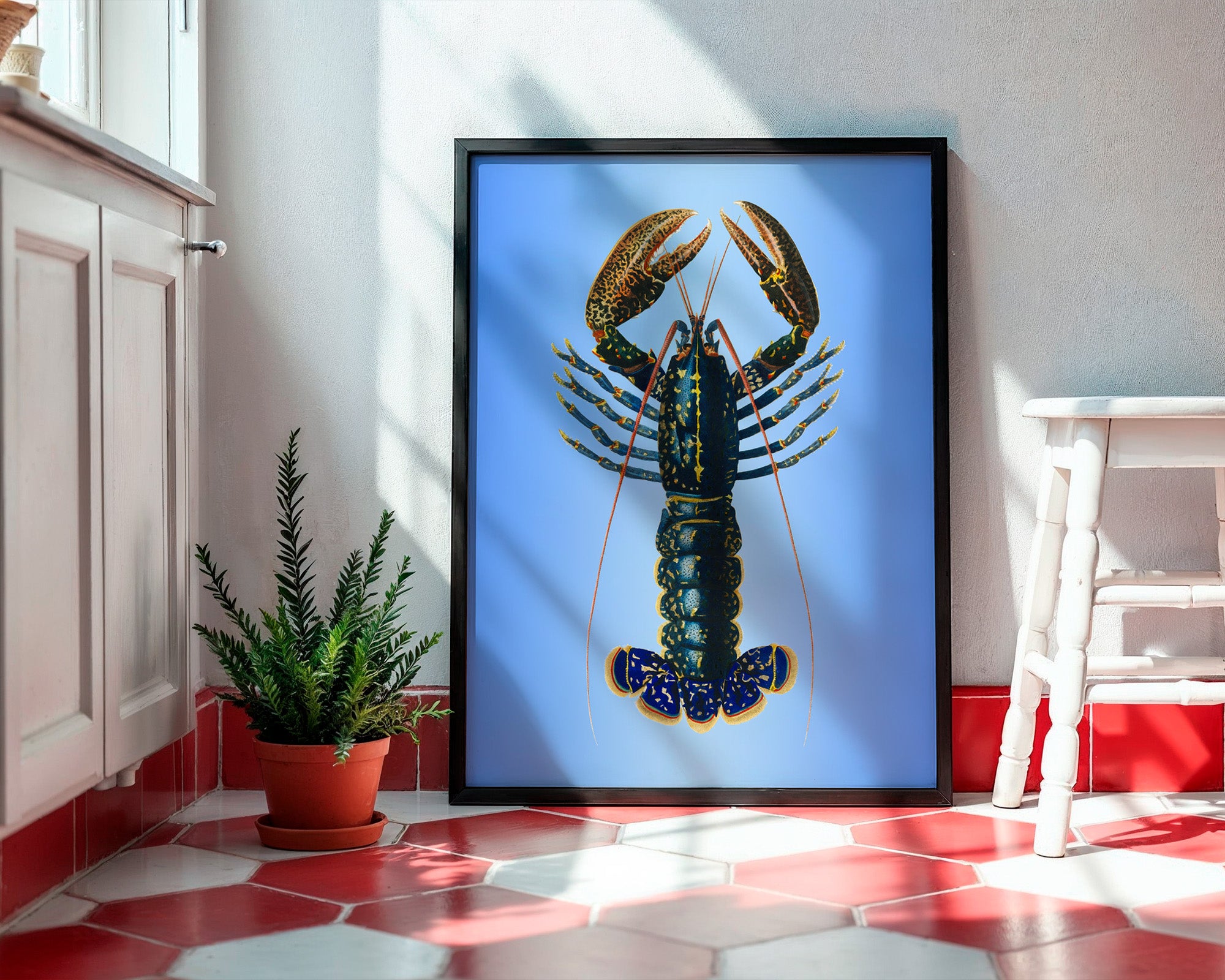 Hummer Poster gerahmt im Esszimmer