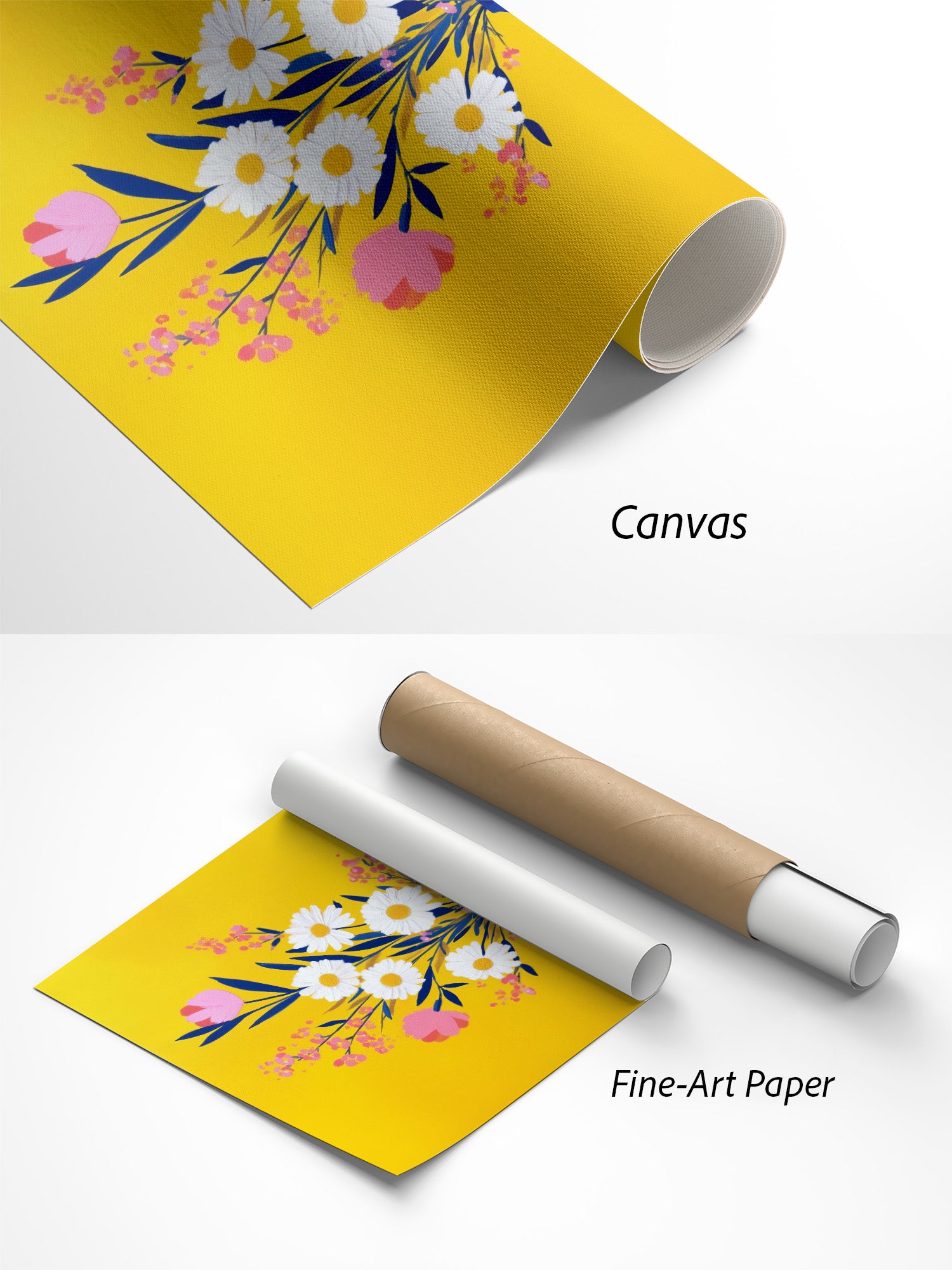 Blumenstrauß im Sonnenlicht Blumen Poster auf Canvas und Fine-Art-Papier im Materialvergleich