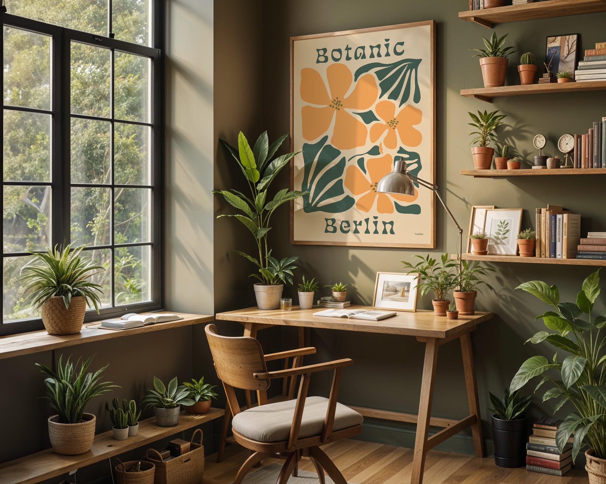 Botanisches Berlin Poster gerahmt im Wohnzimmer