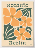 Botanisches Berlin Poster mit orangefarbenen Blüten im 70er-Jahre Retro-Stil