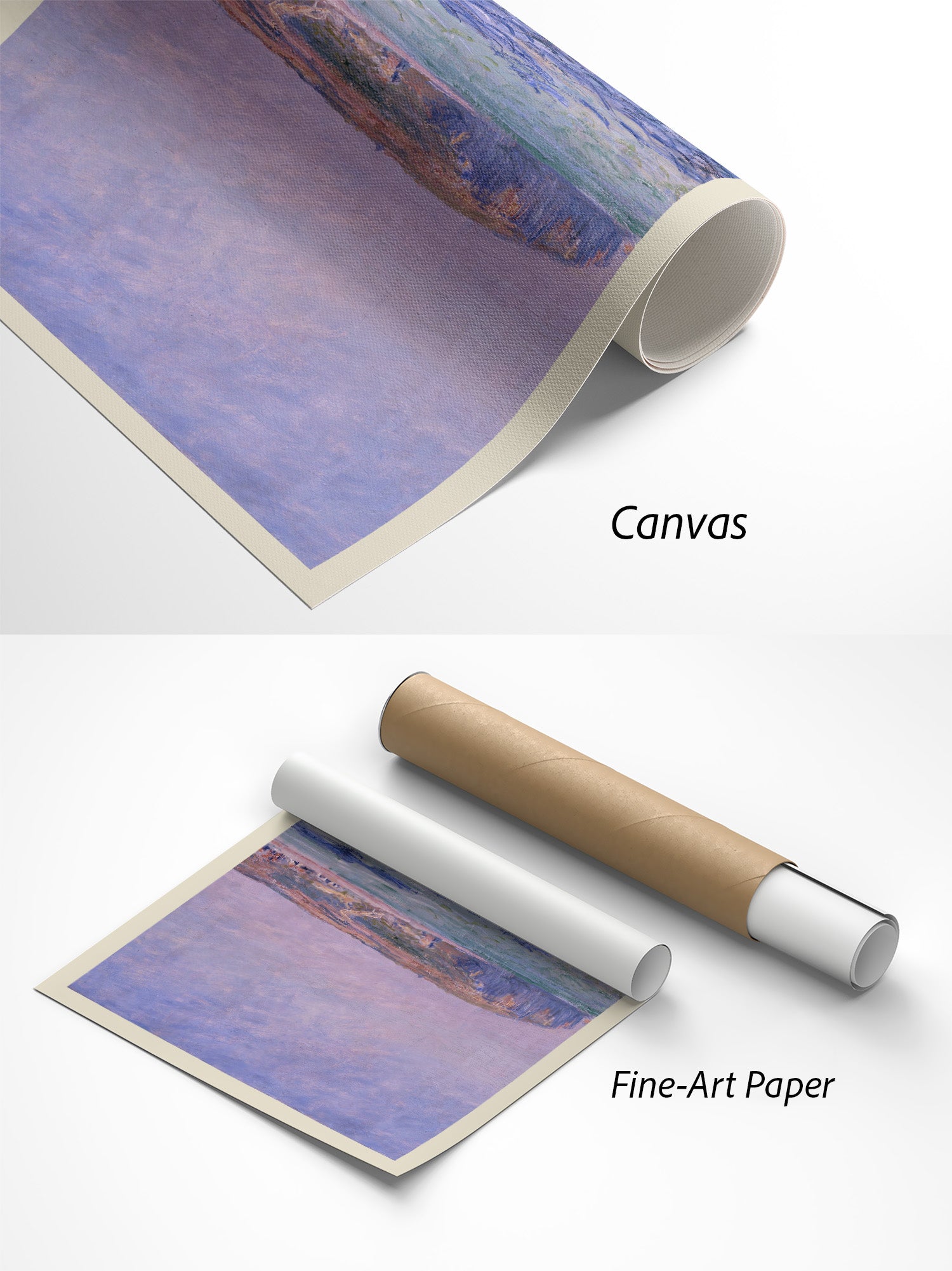 Claude Monet Schatten auf dem Meer: Klippen bei Pourville Kunstdruck auf Canvas und Fine-Art-Papier im Materialvergleich