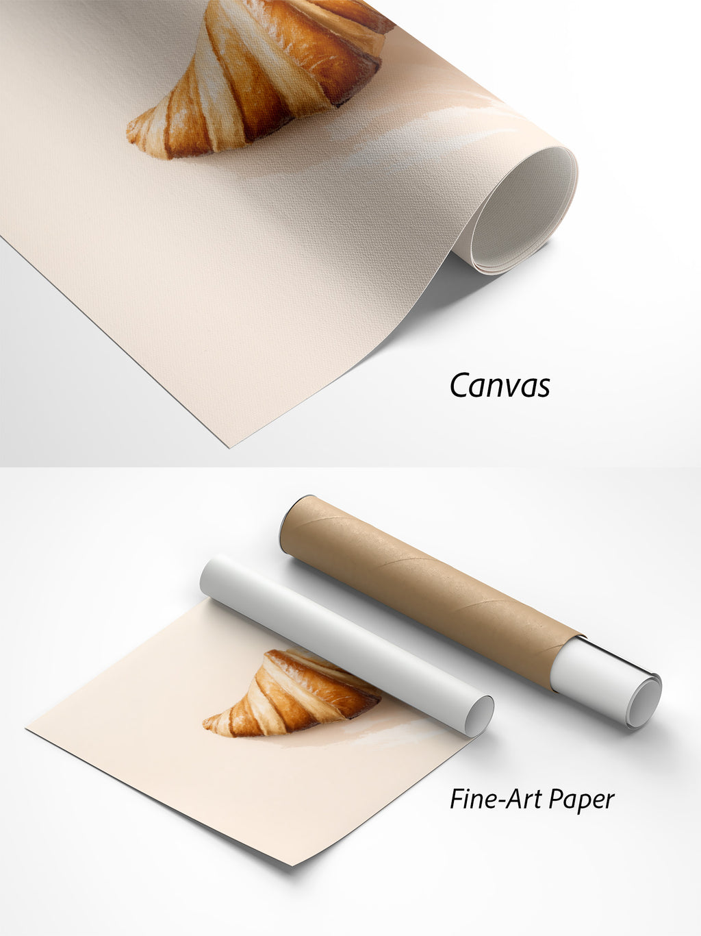Croissant-Studie Croissant Poster auf Canvas und Fine-Art-Papier im Materialvergleich