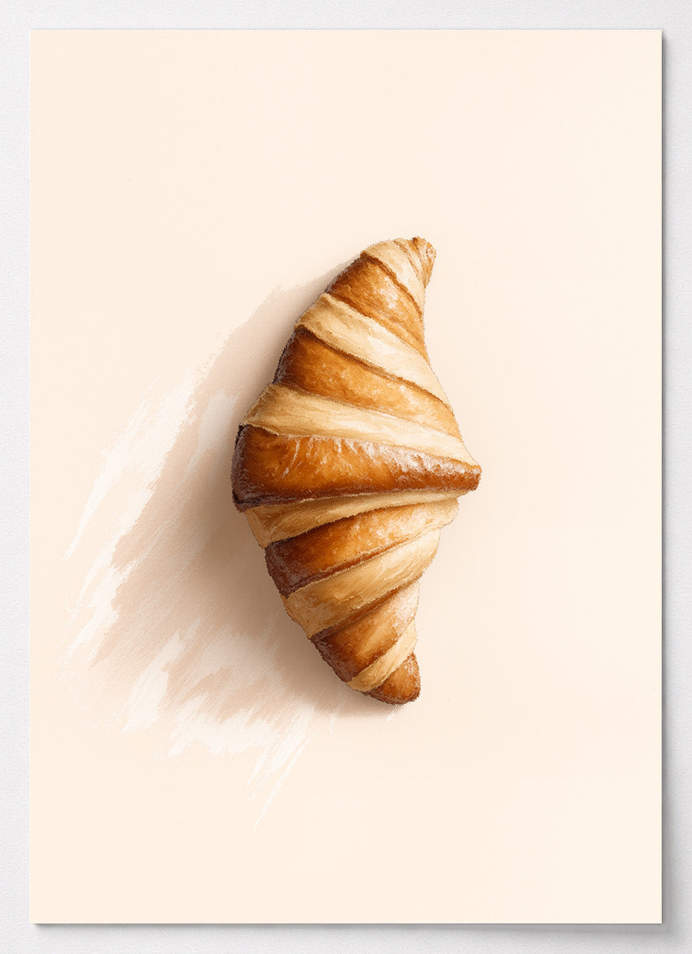 Küchen Poster mit Croissant in minimalistischer realistischer Malerei