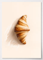 Küchen Poster mit Croissant in minimalistischer realistischer Malerei