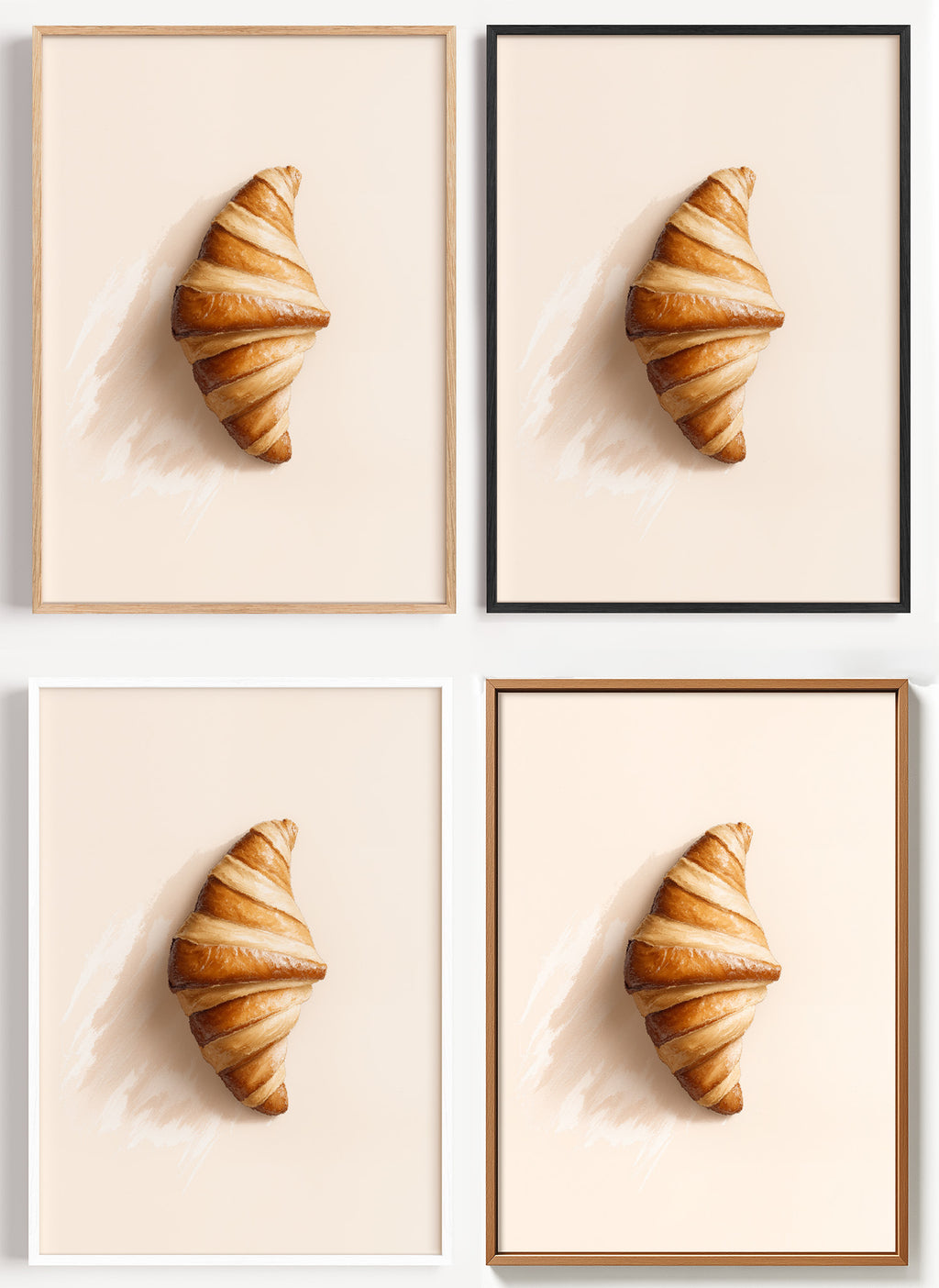 Croissant Poster minimalistisch als Wandbild auf Papier oder Leinwand