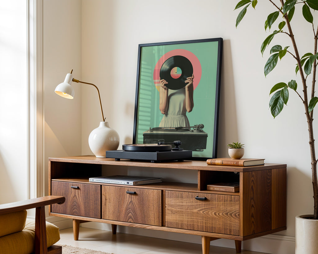 Schallplatten Poster gerahmt im Musikzimmer