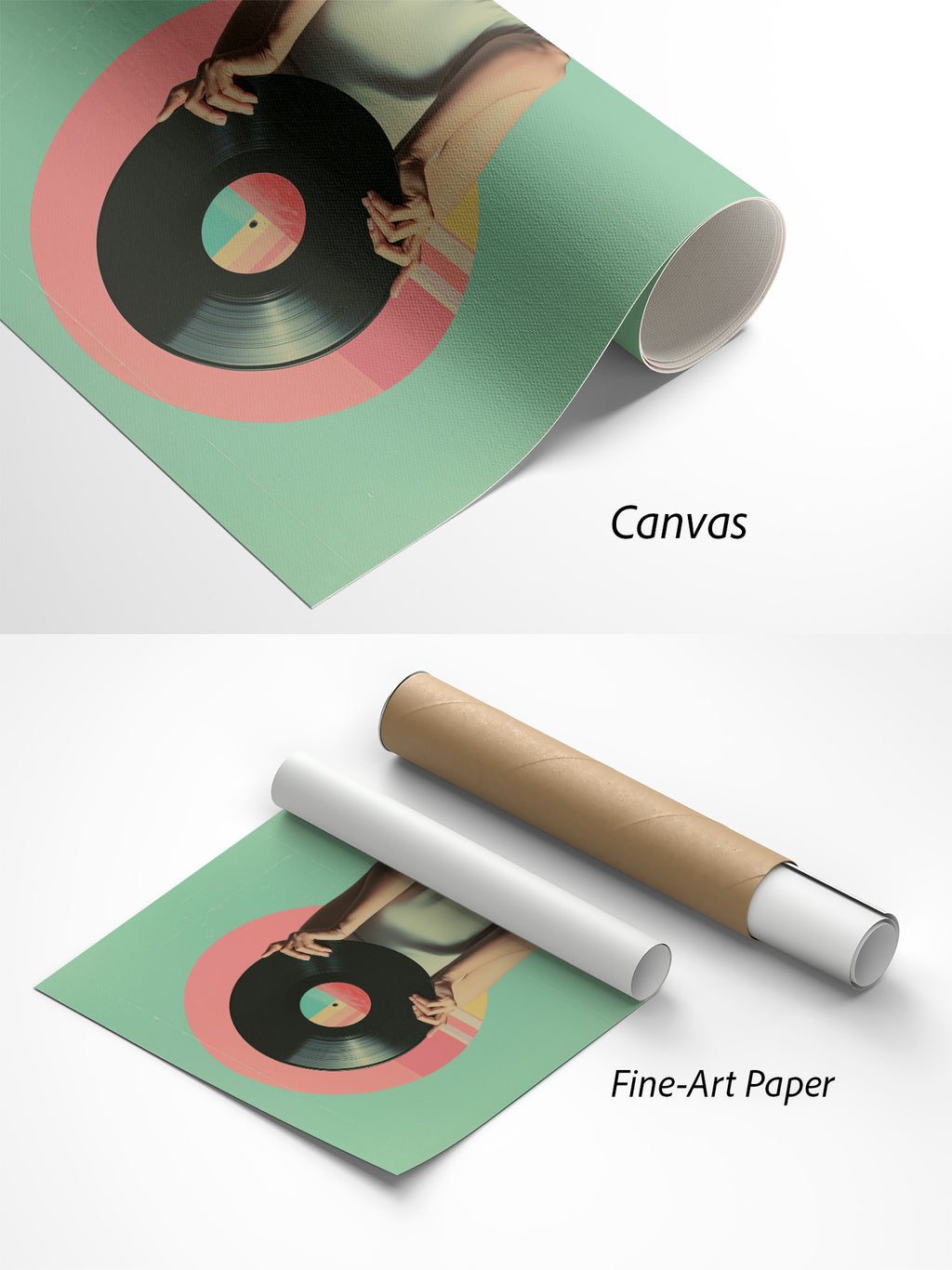 Die verlorene Schallplatte Schallplatten Poster auf Canvas und Fine-Art-Papier im Materialvergleich