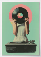 Vintage Poster mit Schallplatte im nostalgischen Stil
