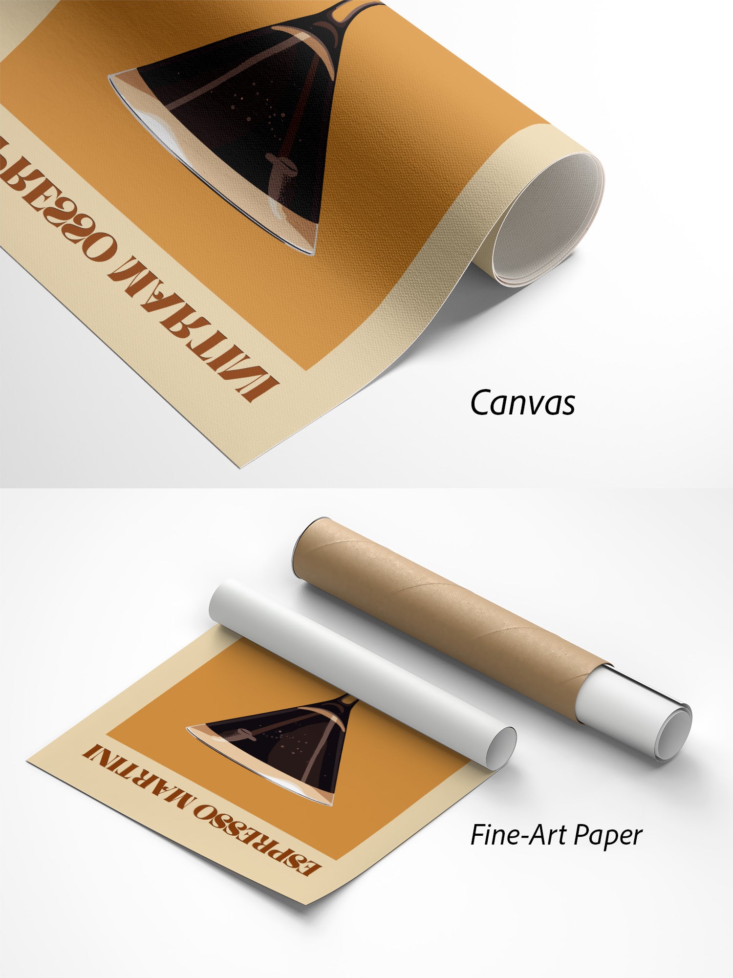 Espresso Martini Cocktail Poster auf Canvas und Fine-Art-Papier im Materialvergleich