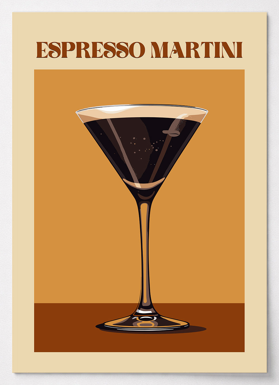 Cocktail Poster mit Espresso Martini im Retro-Stil