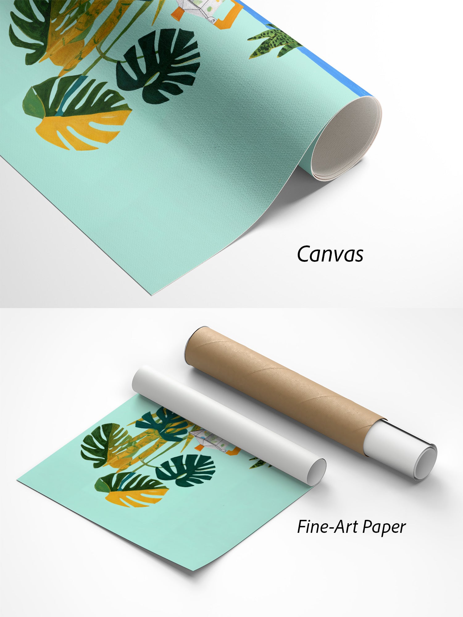 Espresso-Oase Kaffee Poster auf Canvas und Fine-Art-Papier im Materialvergleich