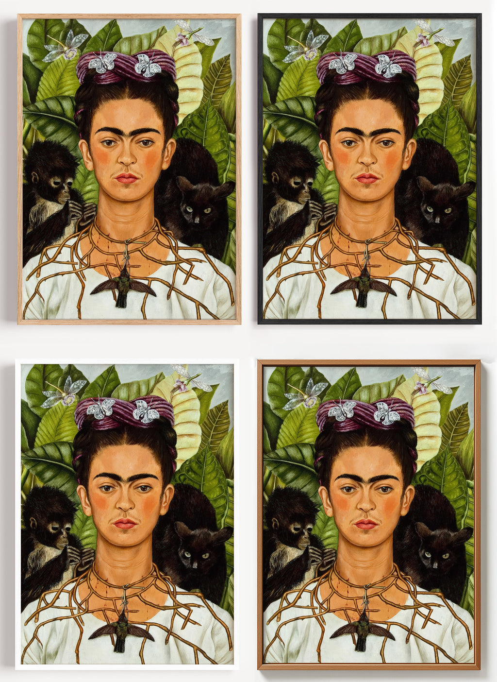 Frida Kahlo Poster Selbstporträt als Wandbild auf Papier oder Leinwand