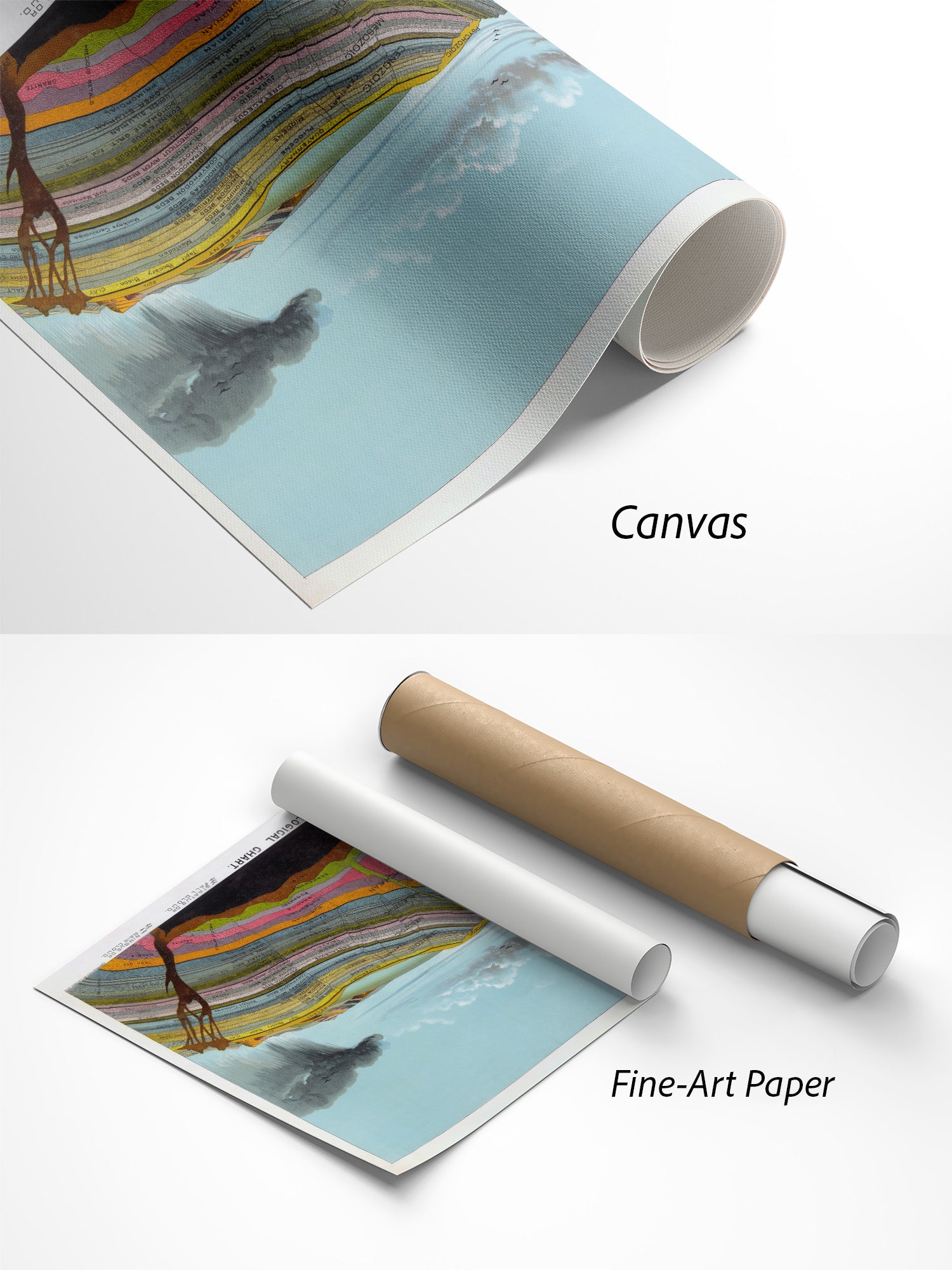 Geologische Tafel Geologie Poster auf Canvas und Fine-Art-Papier im Materialvergleich