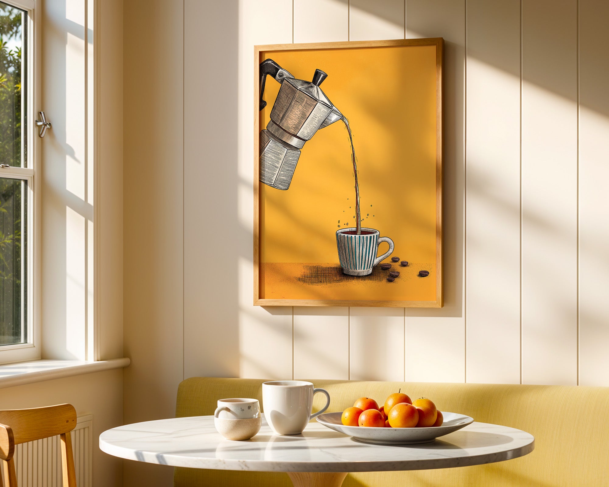 Espressokanne Poster gerahmt in der Küche