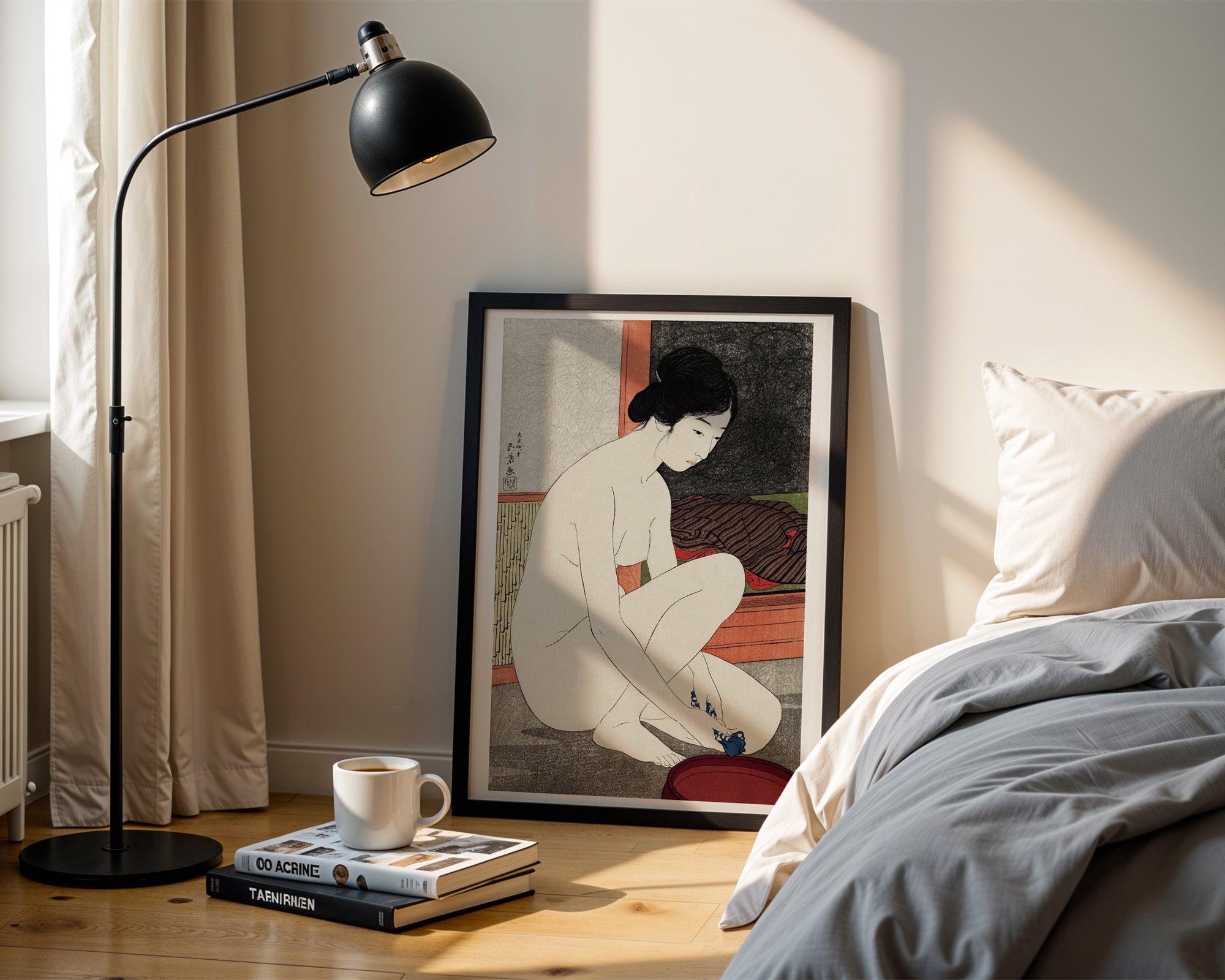 Japanisches Porträt Poster gerahmt im Schlafzimmer